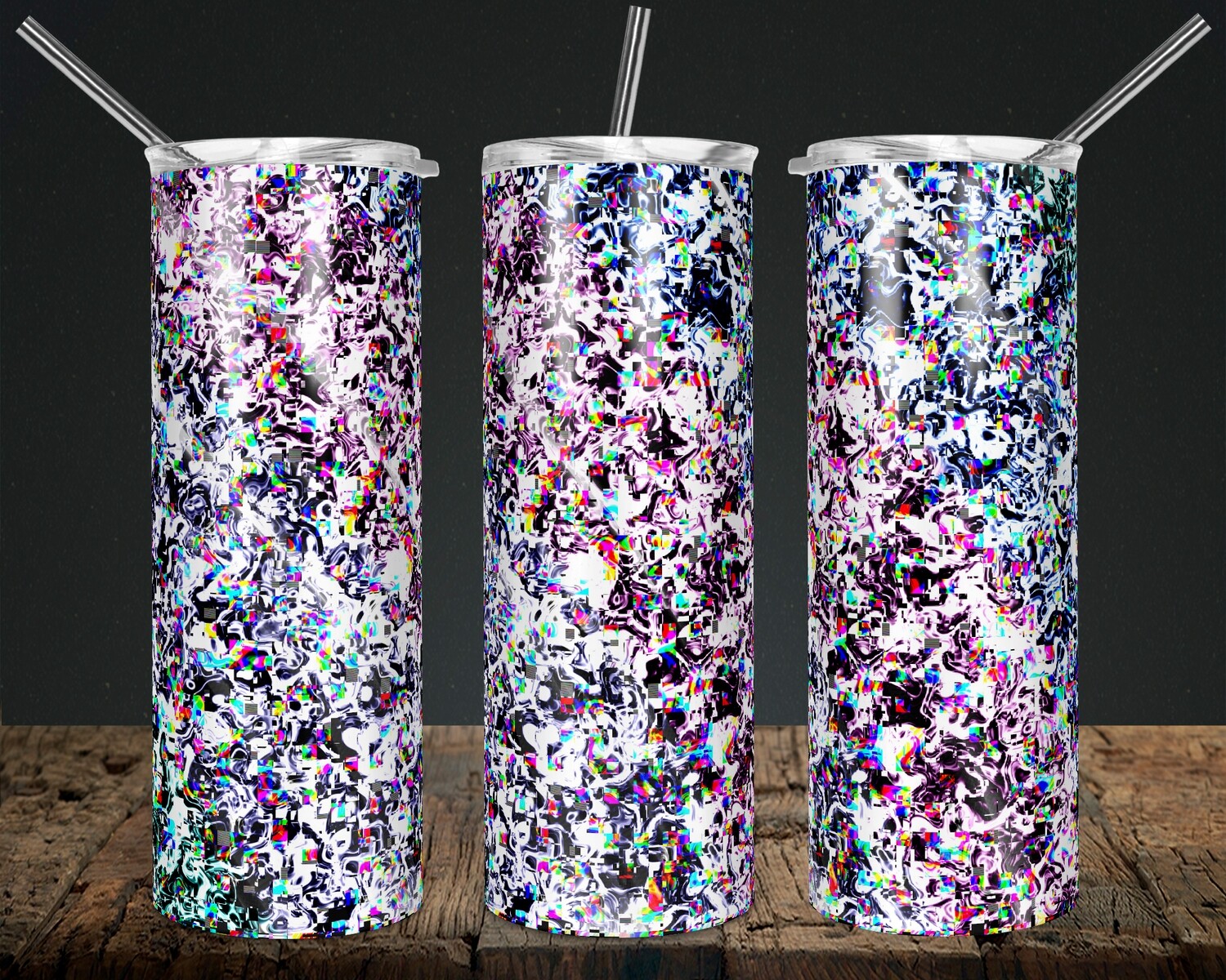 Glitch - 20/30oz Tapered + 20/30oz STRAIGHT TUMBLER PNG Sublimation