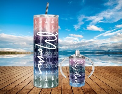 Mommy and Me Anchors Sail Boat - 20/30oz Taper + STRAIGHT TUMBLER PNG Sublimation