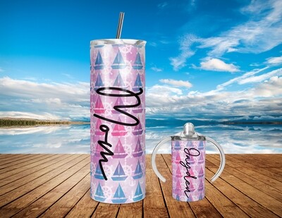 Mommy and Me Pink Sails - 20/30oz Taper + STRAIGHT TUMBLER PNG Sublimation