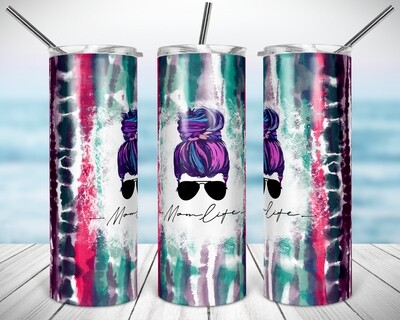 TieDye Mom Life- 20/30oz Taper + STRAIGHT TUMBLER PNG Sublimation