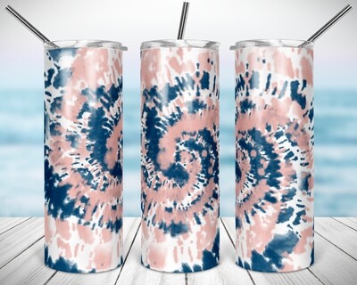 TieDye Blue and Pink Spiral - 20/30oz Taper + STRAIGHT TUMBLER PNG Sublimation