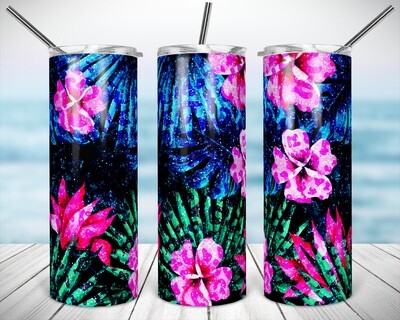Tropical Cheetah Flowers 20/30oz Taper + STRAIGHT TUMBLER PNG Sublimation