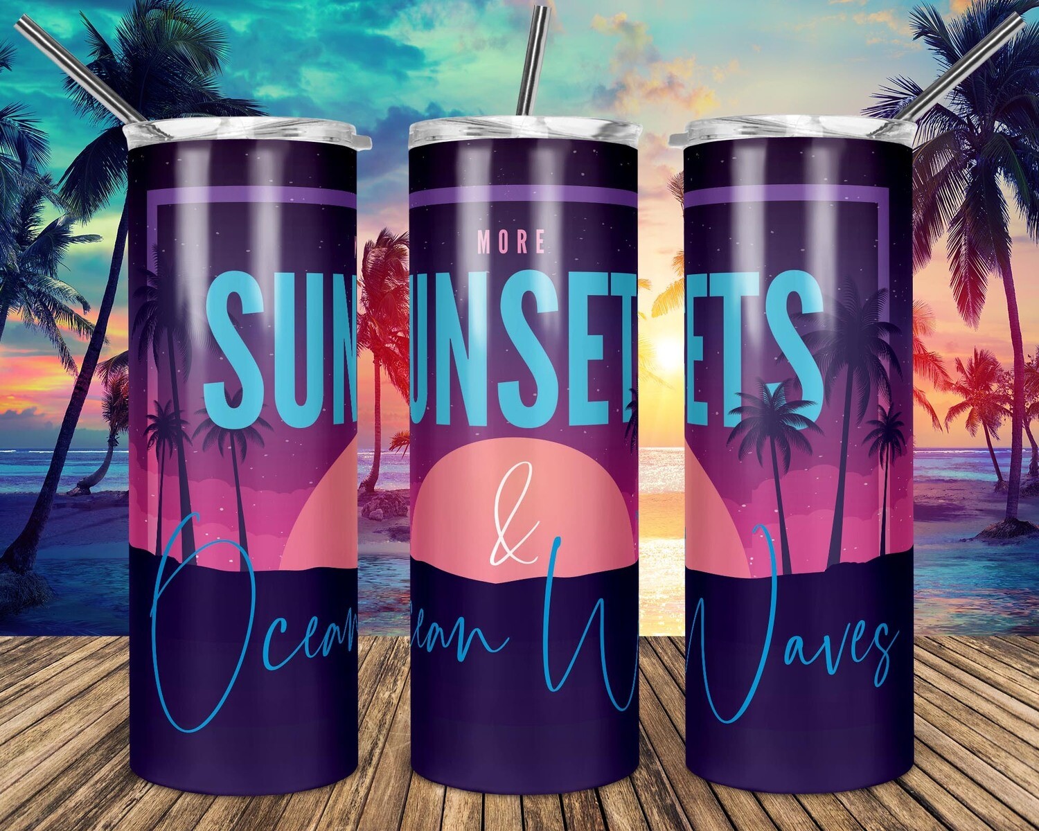 More Sunsets and Ocean Waves  sublimation design - Sublimation design - Sublimation - DTG printing - Sublimation design download - Summer sublimation design