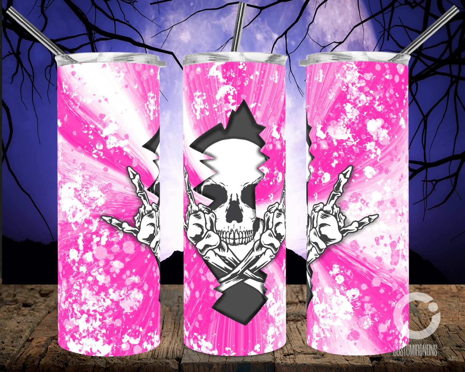 Skull Crack Pink- 20oz Tumbler