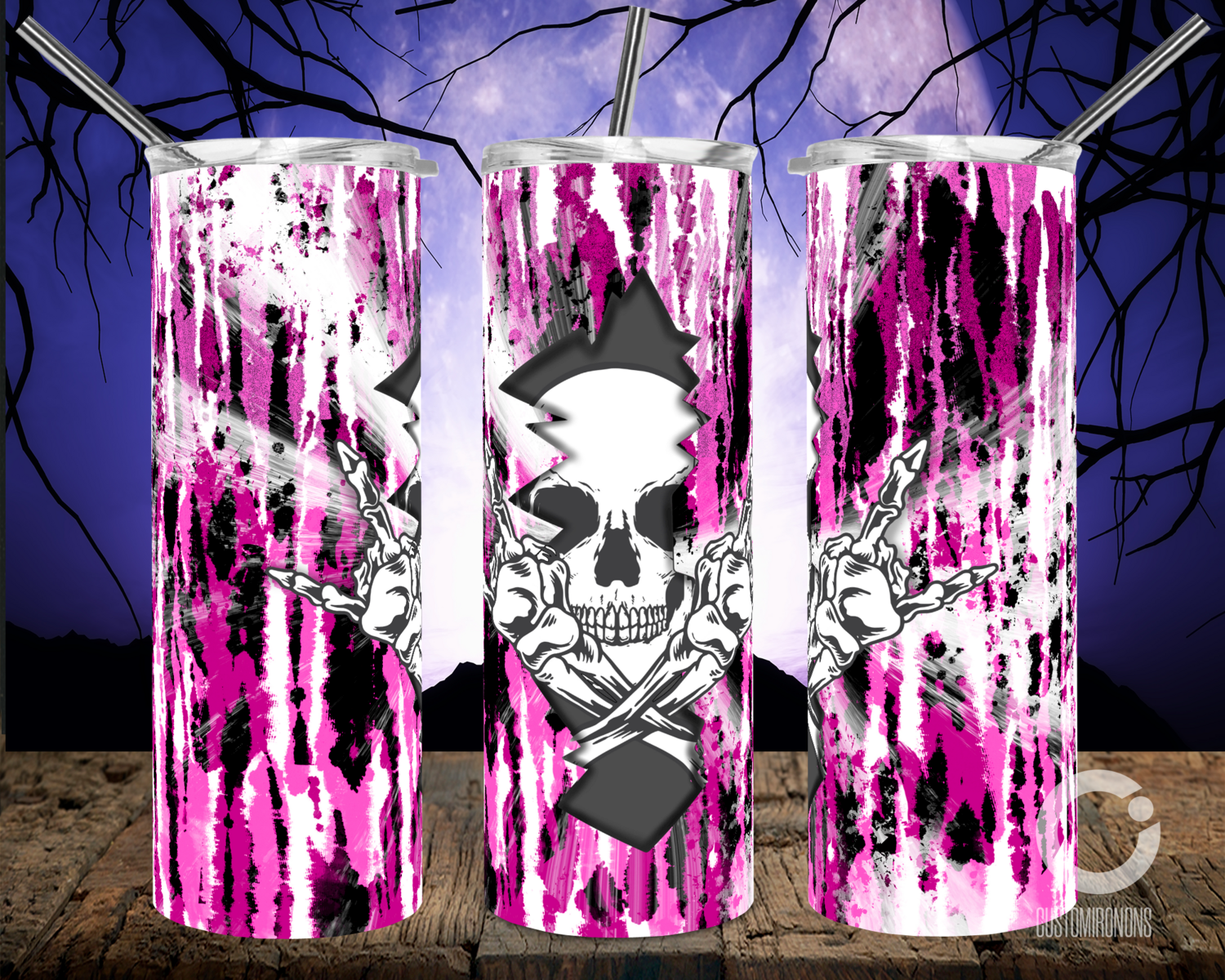 Skull Crack Tie Dye Pink- 20oz Tumbler
