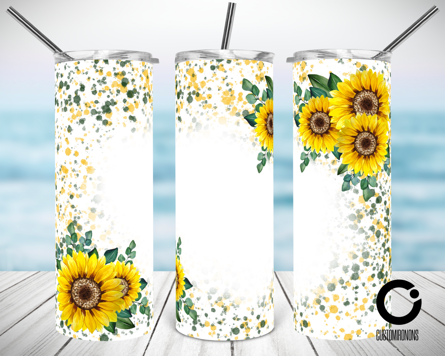 Sunflower Splash White  Tumbler 20oz Digital Download