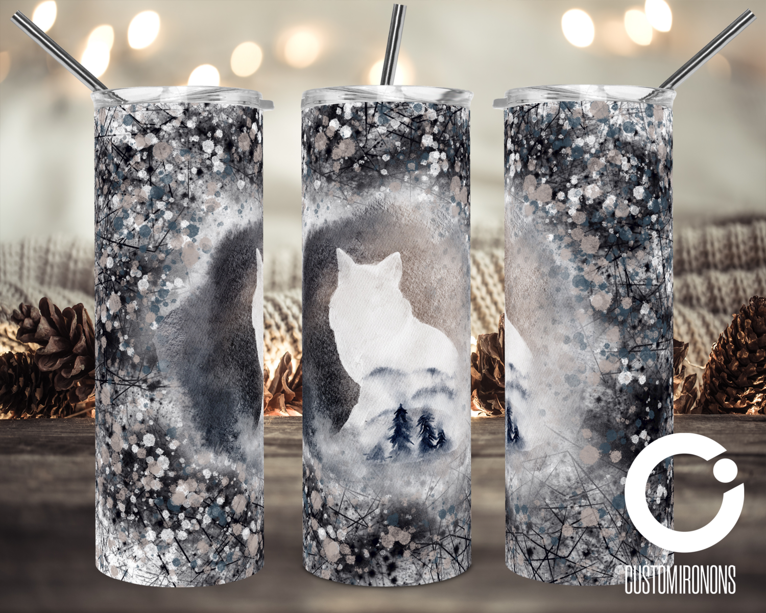 Forest Animals Geo Splash - Deer - 20oz Tumbler Digital Download - Pink