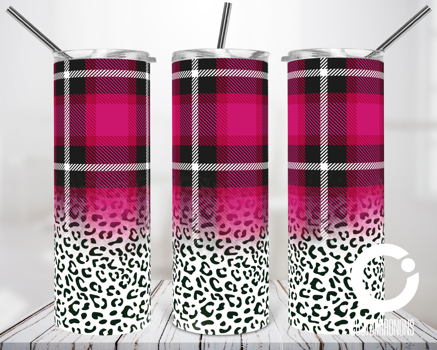 Pink Plaid Cheetah - 20oz Tumbler Digital Download