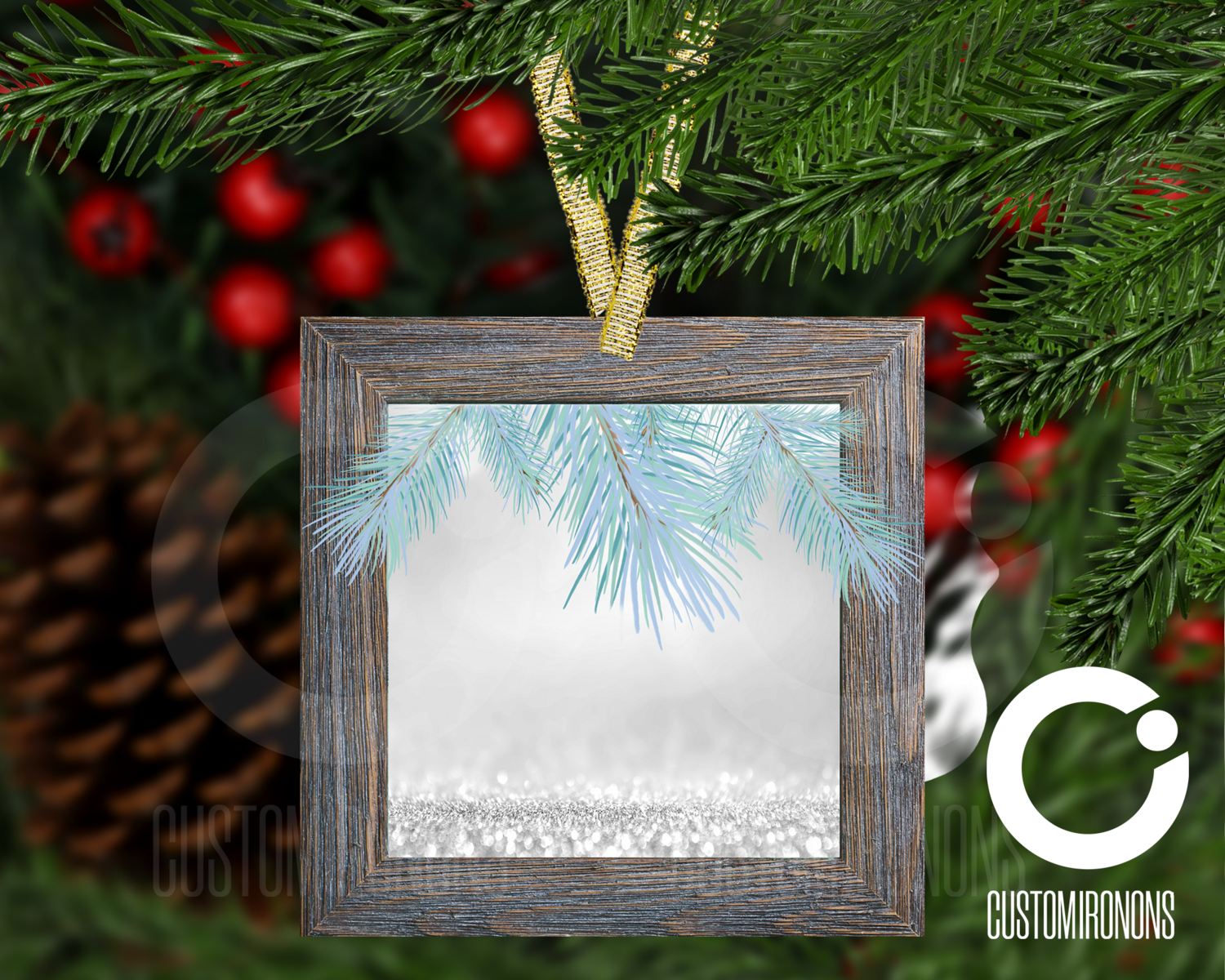 Pine  - Winter Holiday Frame Ornament