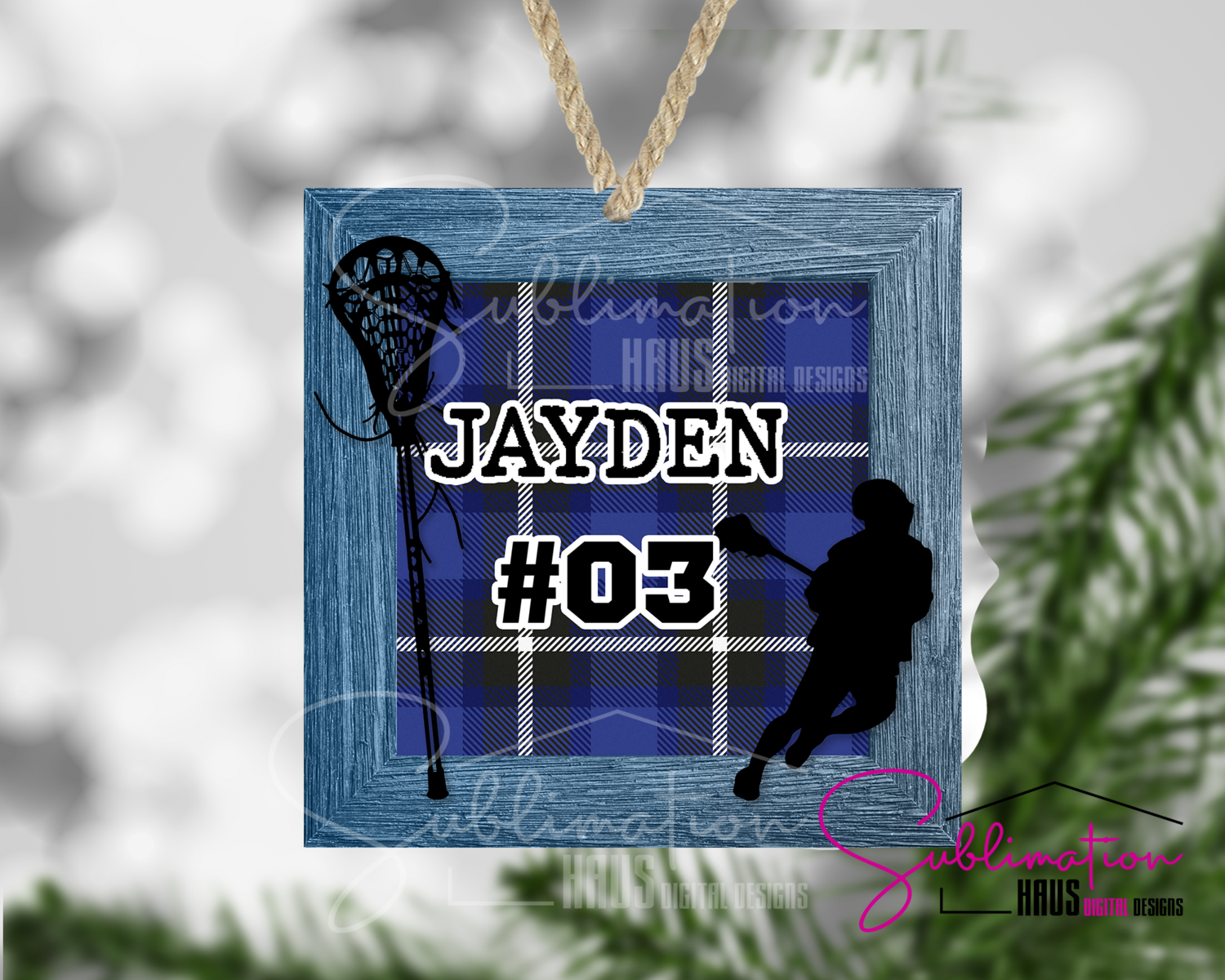 Lacrosse   - Winter Holiday Frame Ornament