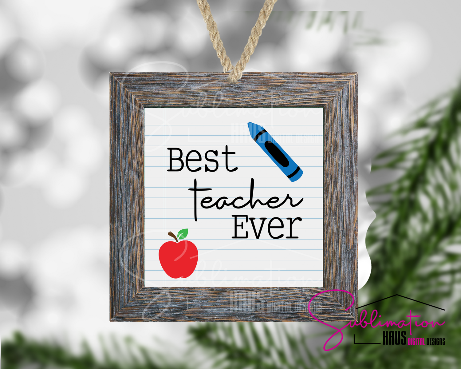 Best Teacher Ever - Winter Holiday Frame Ornament