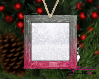 Colored Frame Pink Ombre - Winter Holiday Frame Ornament