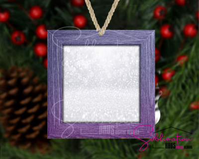Colored Frame Purple - Winter Holiday Frame Ornament