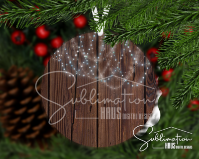 String lights on Wood Base-   Winter Holiday Ornament
