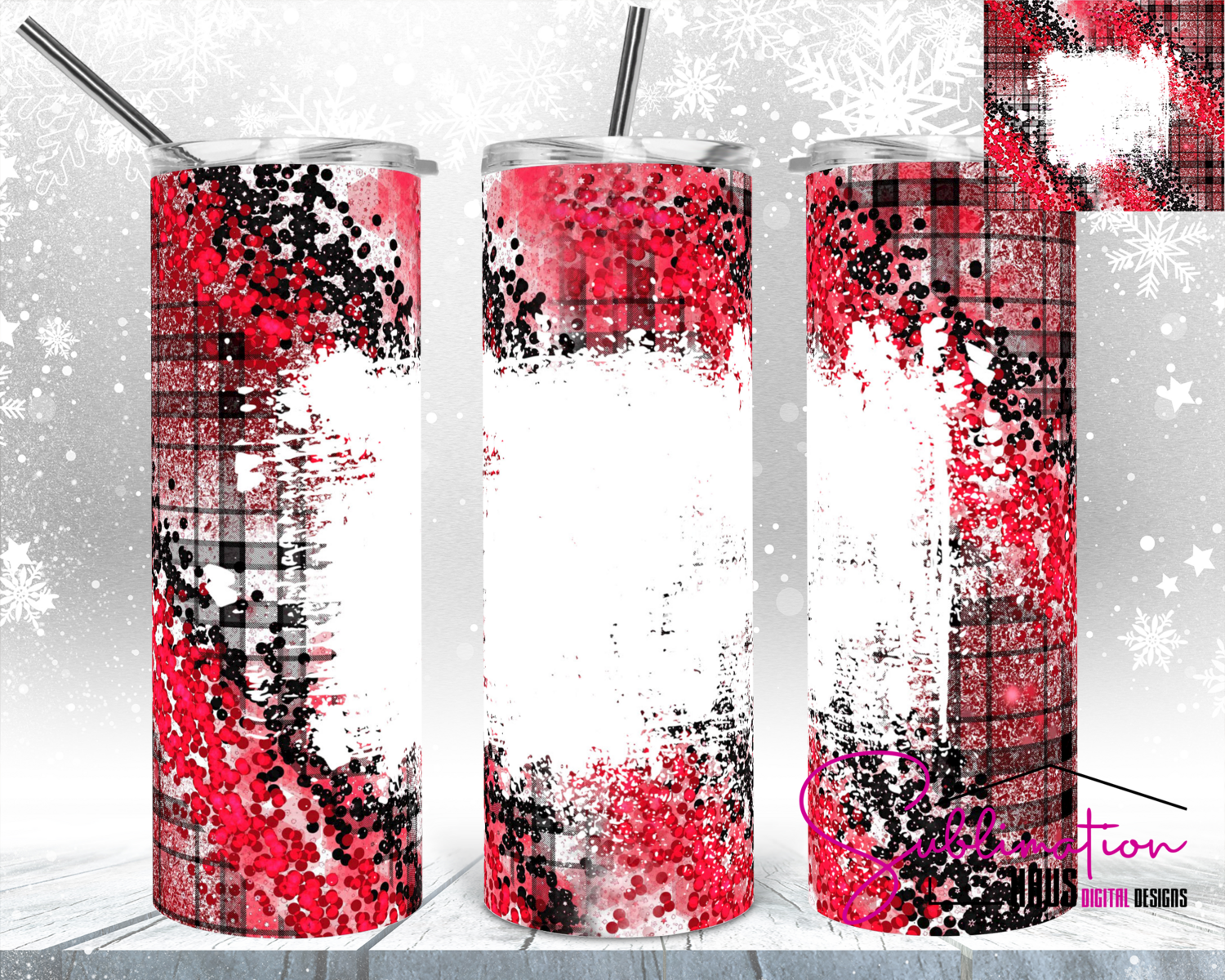 Plaid Glitter Swirl 20oz Tumbler