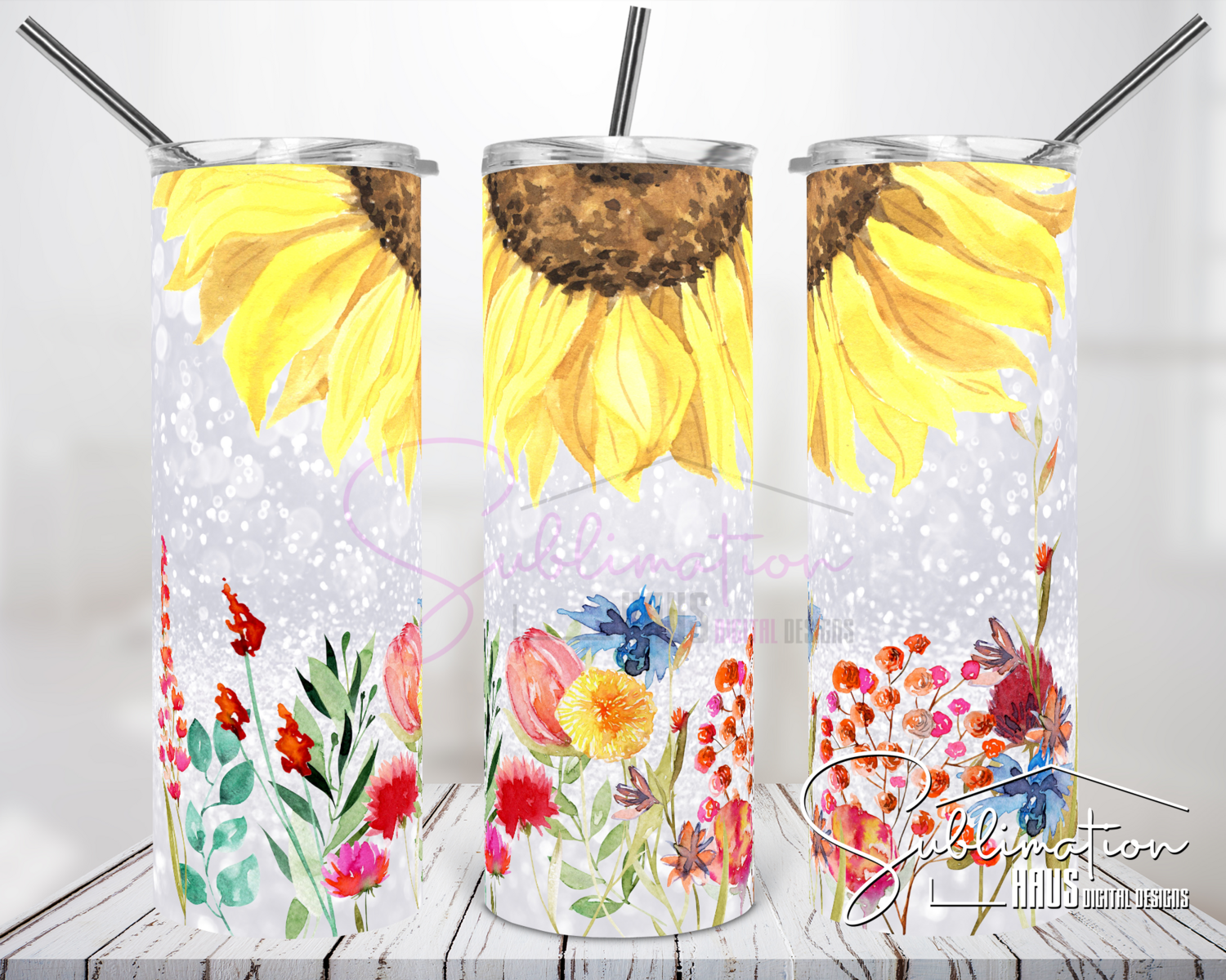Sunflower with Wild Flowers - 20oz Tumbler Design