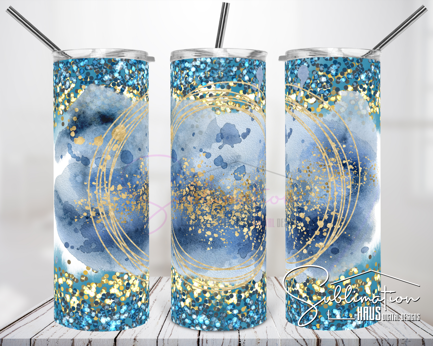 Blue CTR Teal Chunky Glitter Seamless - 20oz Tumbler Design