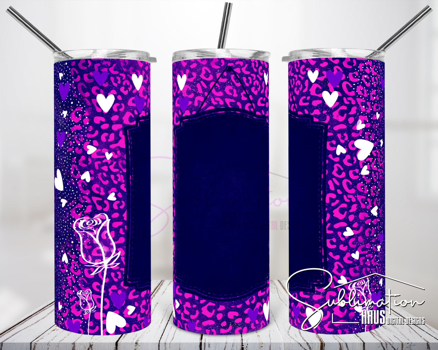 Hearts Splatter  - 20oz Tumbler Design - Purple - Valentines