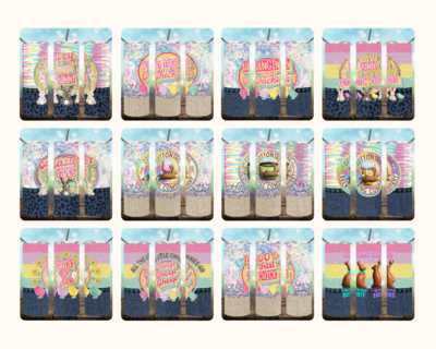 EXCLUSIVE - RETRO EASTER Set of 12  - 20oz Straight TUMBLER PNG Sublimation Designs - SEAMLESS