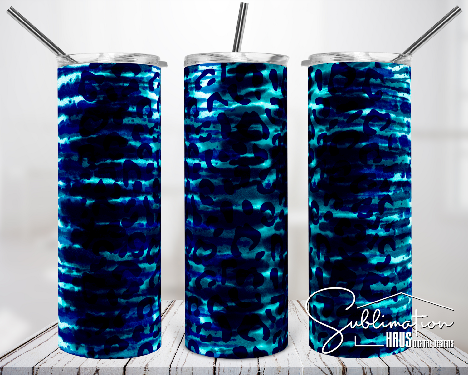 Blue Cheetah Tie Dye- 20oz Tumbler Design