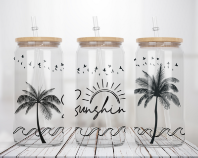 Sunshine and Palm trees  -  Glass Can