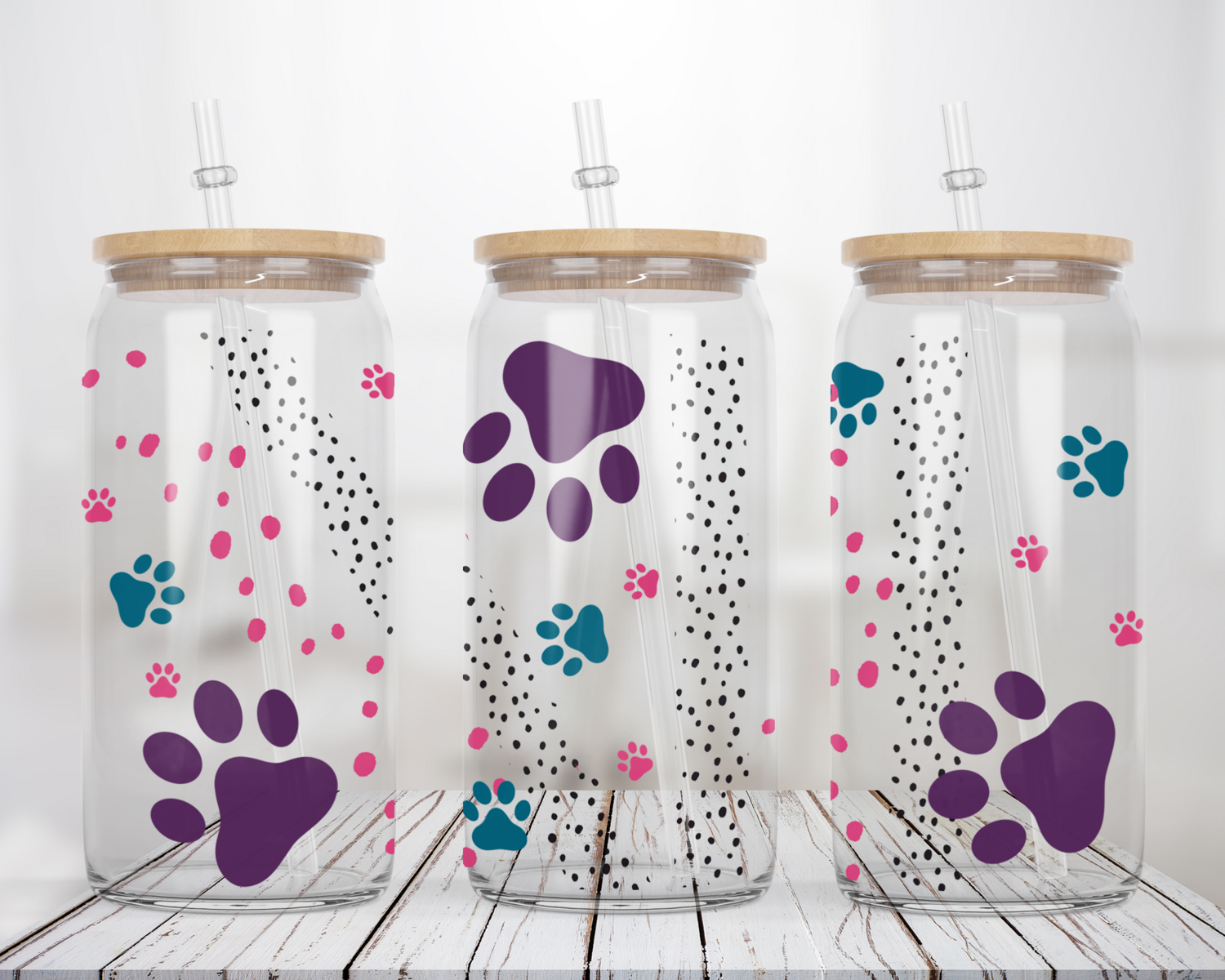 Dogs Prints - Glass Can
