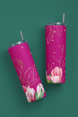Pink Gold Flowers - 20oz Tumbler Design