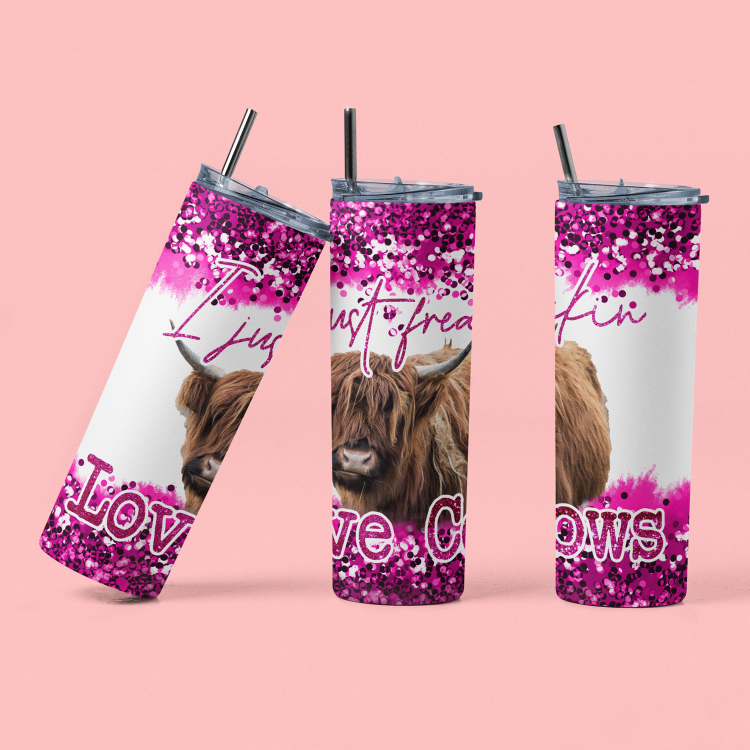 Pink Cow Chunky Glitter -  20oz Tumbler Design