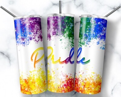 Pride Rainbow Splatter - 20oz Tumbler Design + Blank Included