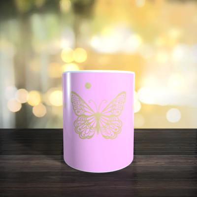 Gold Butterfly Mug with Gold Accents