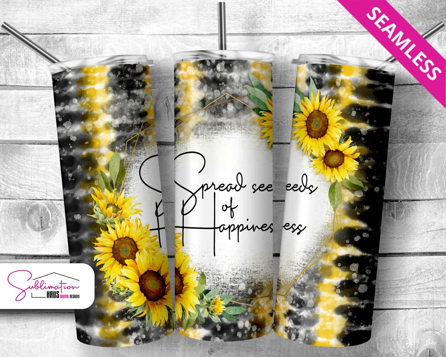 Sunflower Tie Dye Spread Seeds 20oz Tumbler Design - Blank Included