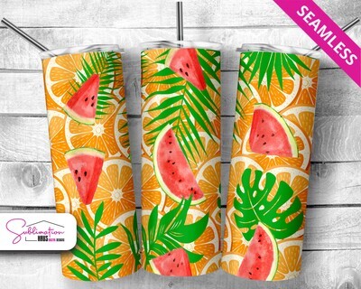 Watermelon Orange Palm  20oz Tumbler Design