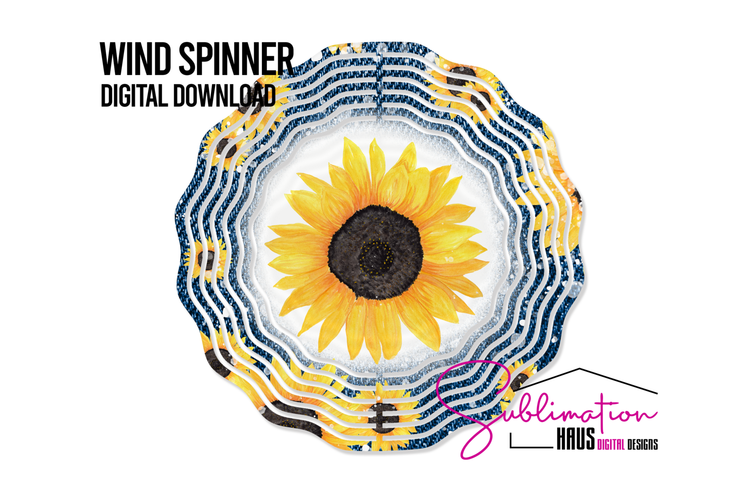 Wind Spinner - Sunflower Splash on Denim