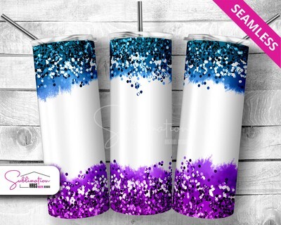 Blue to Purple Chunky Glitter -  20oz Tumbler Design