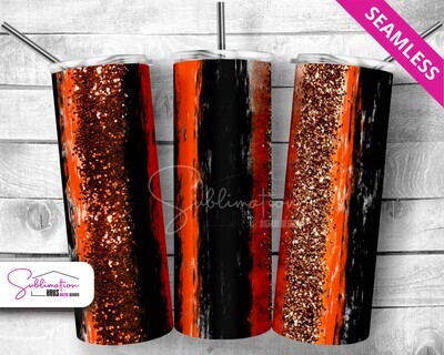 Halloween Glitter Stripes 20oz Tumbler Design