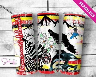 Vancouver Island BC Canada Red and Yellow 20oz Tumbler Design