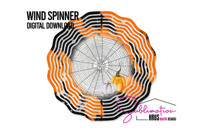 Wind Spinner -Halloween Orange and Black Web Pumpkins