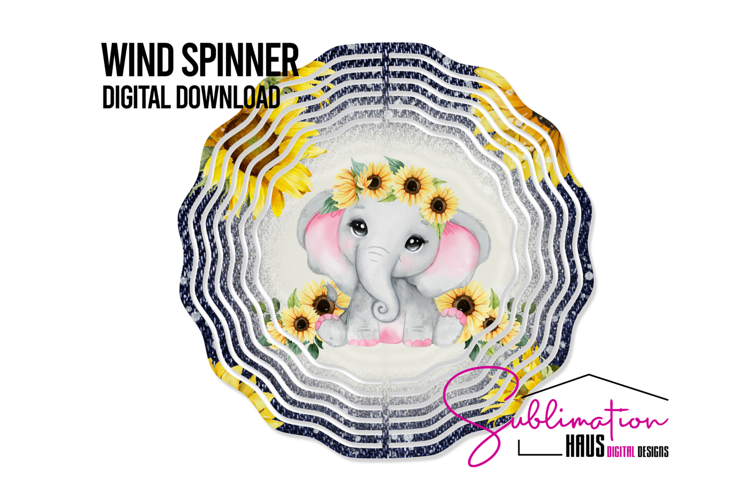 Wind Spinner - Elephant and Sunflowers