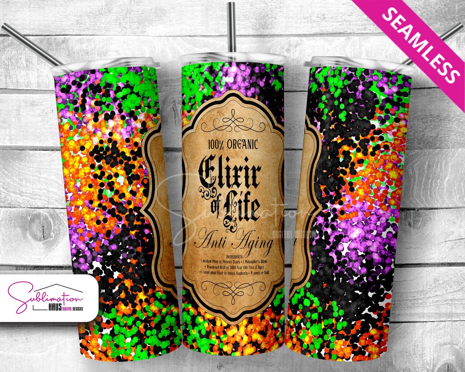 Halloween Potion Glitter Elixir 20oz Tumbler Design