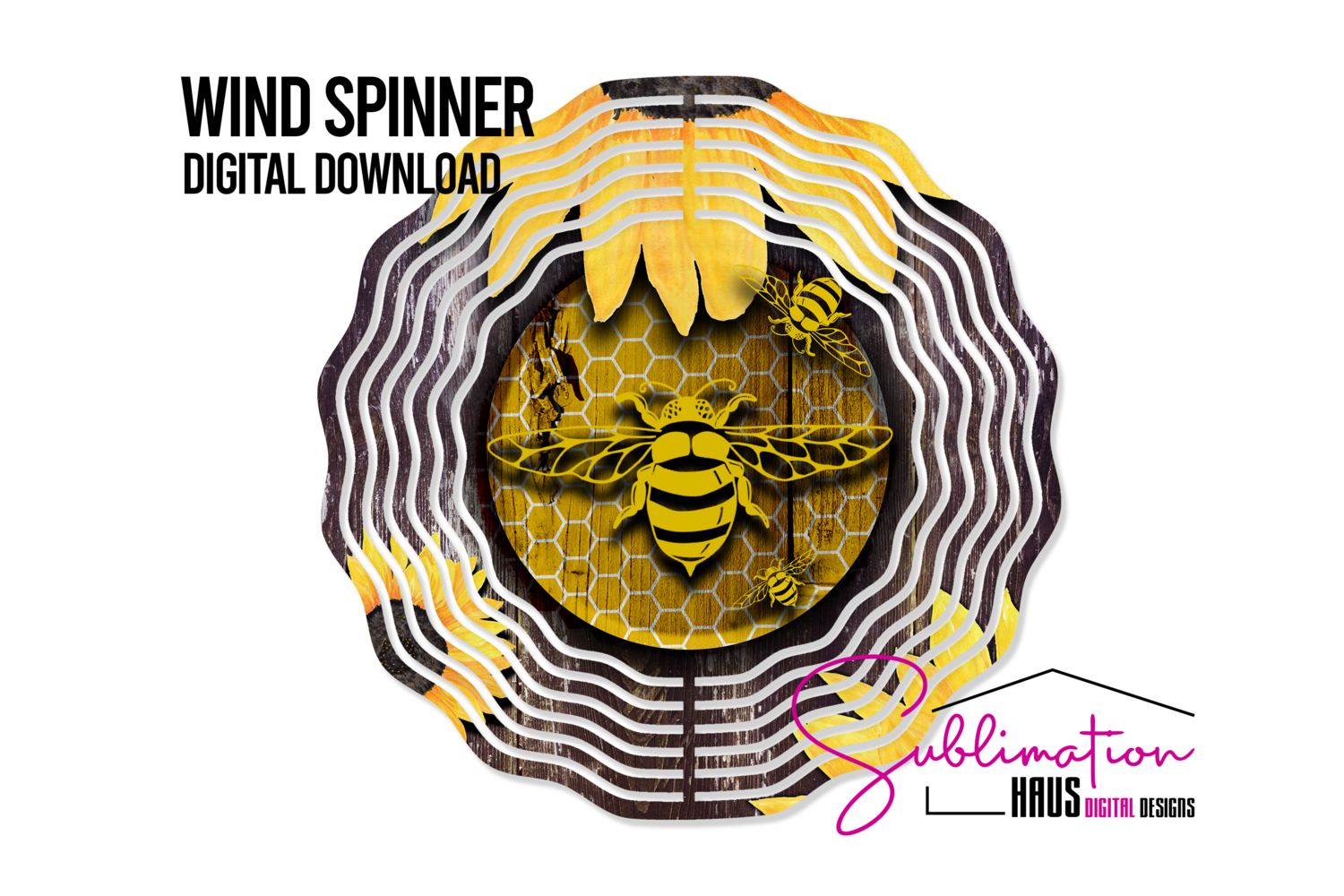 Wind Spinner - Sunflower Bees Wood