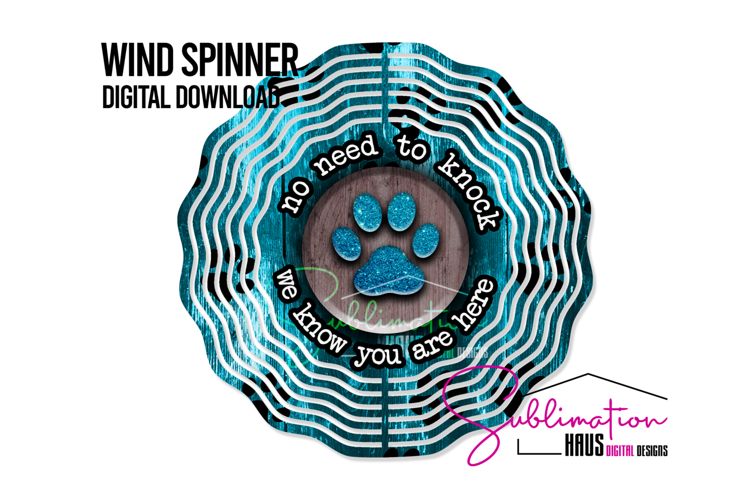 Wind Spinner - Blue Dog - No need to knock