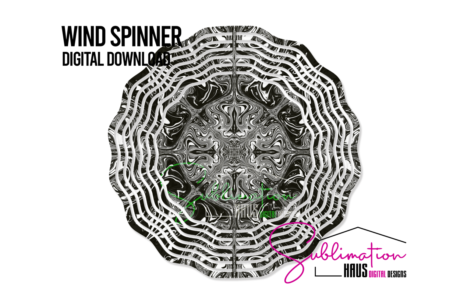 Wind Spinner - Black and White Swirls