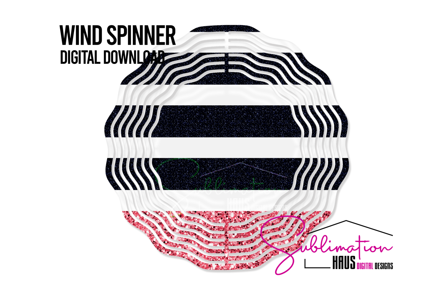Wind Spinner - Pink Glitter Stripes
