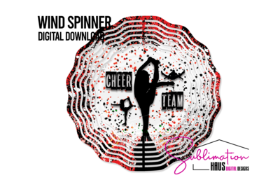Wind Spinner PNG - Cheer Team Red / Black - Comes with a Blank!