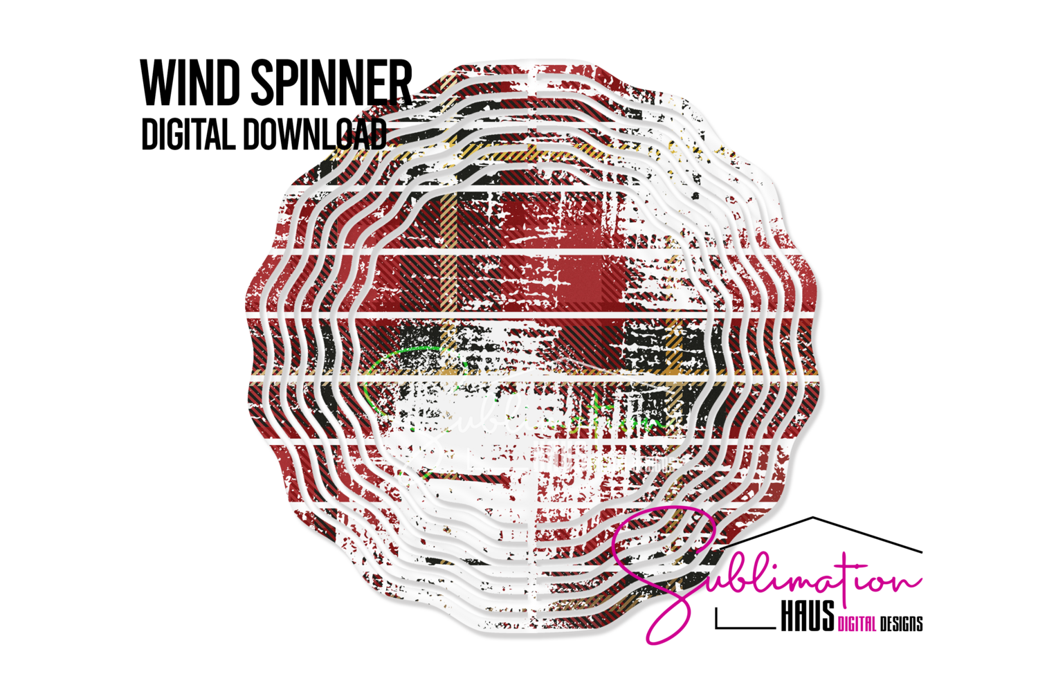 Wind Spinner PNG - Red Buffalo Plaid Grunge
