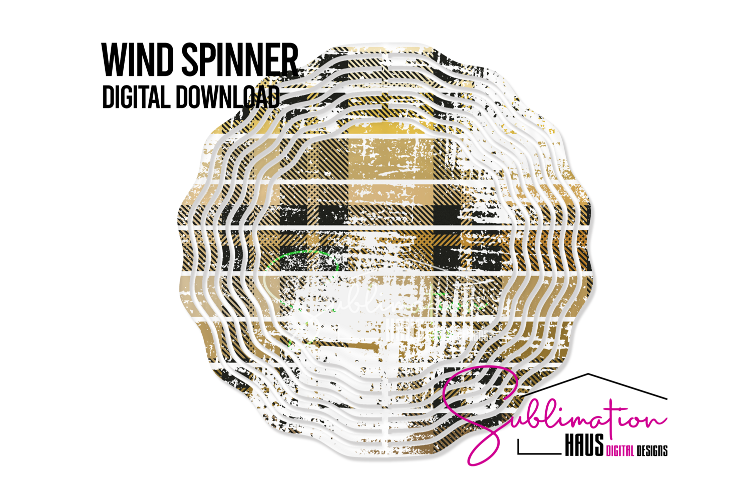 Wind Spinner PNG - Tan Buffalo Plaid Grunge