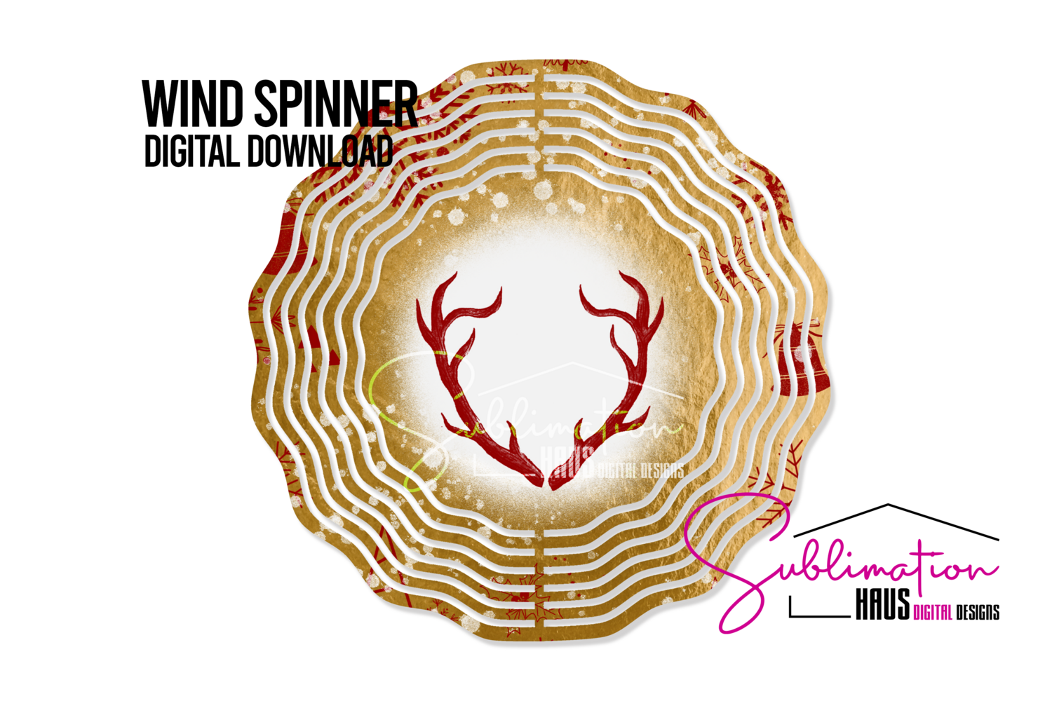 Wind Spinner PNG - Antlers Gold Foil Wrap