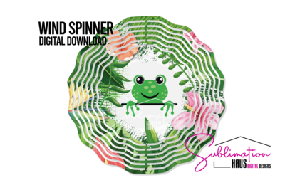 Wind Spinner PNG - Frog Jungle with Flowers
