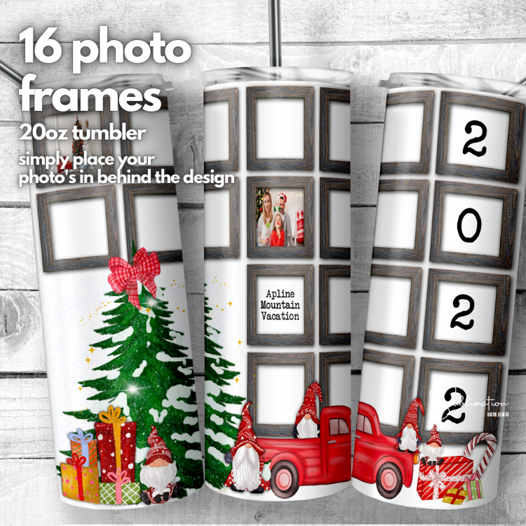 Picture Photo Frame 20oz Tumbler Digital - 16 Christmas Gnomes