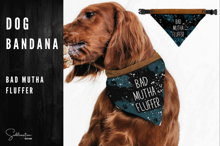 Dog Bandana - Bad Mutha Fluffer - Green Black Splatter